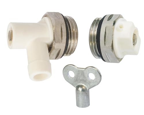SOMATHERM FOR YOU, 601520402 Bleed/Drain kit + 1/2 (15x21) Key Kit Includes one M1/2 (15x21) air Bleeder and one M1/2 (15x21) Shut-Off Valve with Matching Square Key.