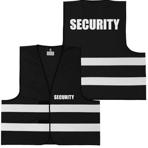 SECURITY Warnweste Schwarz – Klettverschluss & Front/Back-Druck – für Türsteher, Ordner, Event & Club – Größen M–4XL