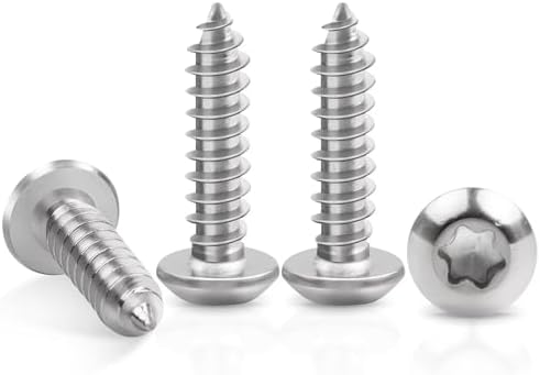 50 Stück Blechschrauben M5 x 25 mm, Leryati Edelstahl Flachkopf mit Scheibe Torx Schrauben, A2 V2A Holzschrauben Linsenkopf Vollgewinde, Selbstschneidende Schrauben Rundkopfschraub