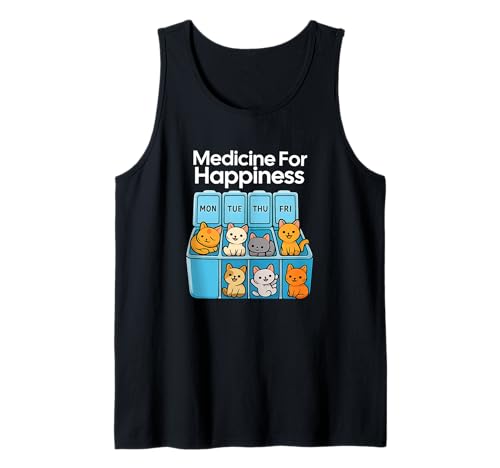 Mi Medicina para La Felicidad Llamados Gatos Todos los Días, Gato Gatito Camiseta sin Mangas