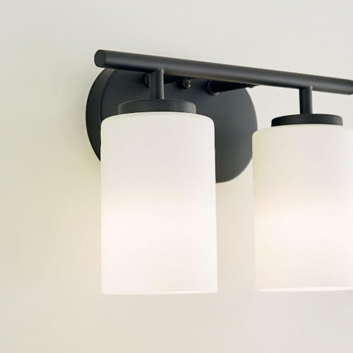 Image of Generation Lighting 2-Light Oslo Bath Fixture Wall Lamp Midnight Black 41161-112, Bathroom Light Fixture for Home Decor, Vanity Light Fixture Uses A19 Standard or LED Light Bulbs