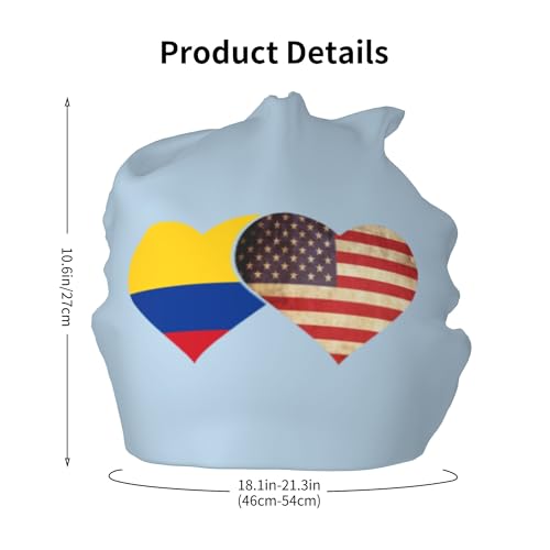 Colombia Flag and American Flag Children Hip Hop Knitted Hat Kids Elastic Leisure Knit Cap Warm Sleep Beanies Black2