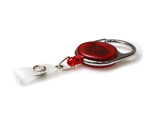 Red Badge Reel with Retractable Carabiner for ID Cards, Pack of 50 — image 1