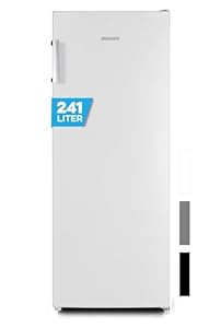 Heinrich´s freistehender Kühlschrank 241L, Vollraumkühlschrank, LED-Beleuchtung, Standkühlschrank mit 5 Glasablagen + 1Gemüsefach +4 Türablagen, Türanschlag wechselbar, leise 39dB, Weiß