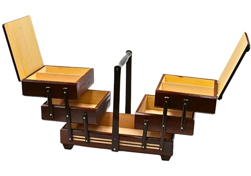 Costurero de madera contrachapada marron con estructura robusta de 7 niveles 8
