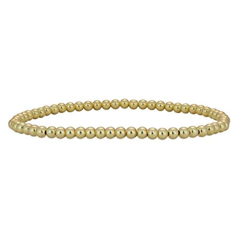 Anela 14kt Gold Filled Bracelet, 3mm Gold Filled Beads, Stretch and Stackable, Water Resistant to Swim or Shower, Dainty Woman Bracelet for Everyday Use, Stretch and Stackable, Hand Made in USA Cover