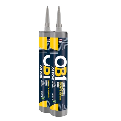 OB1 Universal Caulk Sealant &amp; Adhesive Gray 10.1oz | Professional Grade Premium All-in-One Advanced Hybrid 2-in1 | Water Resistant Internal &amp; External | Shrink Crack UV &amp; Fade Resistant | 1 Cartridge