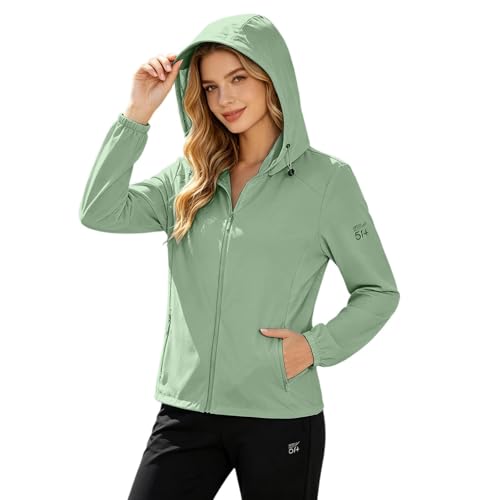 Chaqueta de sol mujer UPF 50+ con capucha desmontable y bolsillos prácticos para verano