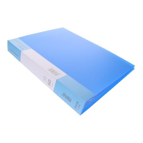 FONDOTIN 大容量ページ透明内ポケットファイルフォルダー 書類保護カバー 軽量で持ち運び簡単 オフィス資料整理用ブルー