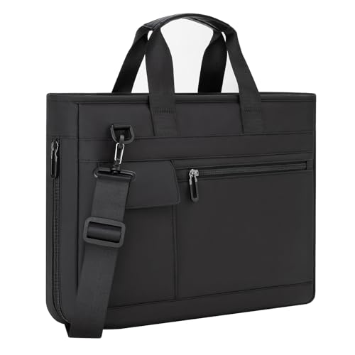 jooeer Bolsa Portátil 15,6 16 Pulgadas con Bandolera, Maletín Computadora Resistente al Agua para Hombres Mujeres Oficina Viaje, Negro