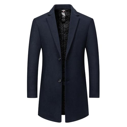 Wool Blend Blazer Men Business Casual Mid-Length Sport Coats 2 Button Slim Fit Wedding Party Suit Jacket with Pockets
