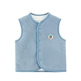 POBIDOBY High Thick Baby Vest for Girls&Boys, Button Down Purcotton Toddler Cardigan Girl&Boys for Spring&Fall&Winter (US, Age, 12 Months, 1121-BLUE)