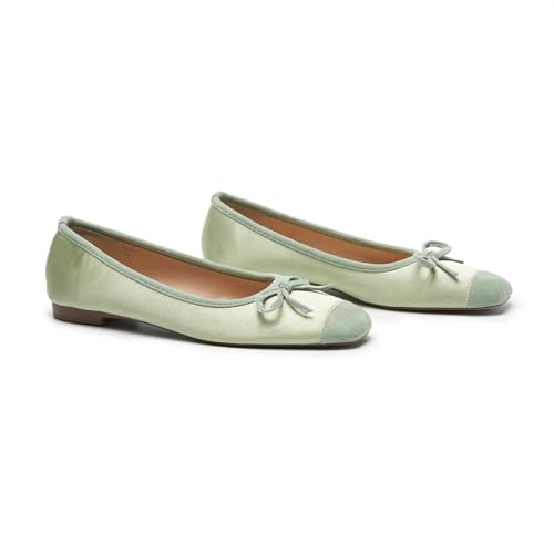 Image of C.Paravano Ballet Flats | Square Toe Shoes | Bow Slip Ons | Ballet Shoes for Women | Dressy Flats for Women