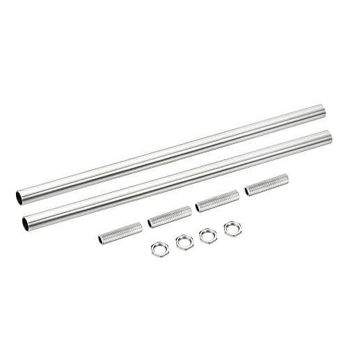 Image of MECCANIXITY Threaded Extension Rod, 11.8 inch Lamp Pipe with Connector Light Fixture Parts for Pendant Light Island Lighting Chandeliers Stems, Silver 2 Set