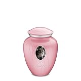 Geturns Embrace Personalized Picture Urn for Small Pets I Pearl Light Pink Photo Cremation Urns for Dogs and Cats I 44 lbs