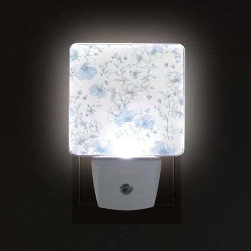 Lámpara de noche blanca pequeña con patrón floral miniatura 2