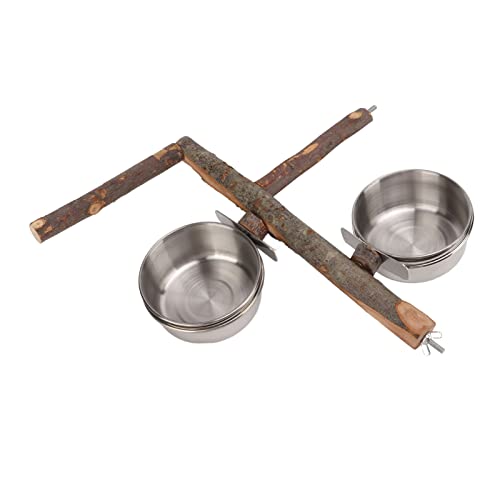 TOPINCN Fiater de Support de Cage à Oiseaux Ensemble pour Perroquets Pieds Exercices Bol de Nourriture en Acier Inoxydable Design Amovible pour Les Amateurs d'oiseaux (L)