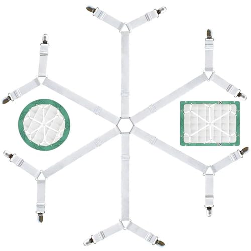 Quelcc Tendeur Drap Housse, Tendeurs De Drap Réglables, Blanc Aattache Drap Housse, Pince Drap Housse avec Pinces Métalliques, pour Drap De Lit, Attache pour...