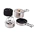 kowaku Camping Mess Kit,Nonstick Frying Pan,Open Fire Cookware,Folding Handle,Gear,Outdoor Camping Cookware,Soup Pot for Camping BBQ