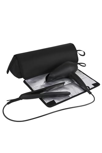 Image of Coslifestore- Hot Hair Tools Travel Bag with Heat Resistant Removable Mat, Hair Accessories Organizer Case, Women Travel Essentials, Storage Pouch for Curling Iron, Straightener, Flat Iron, hair dryer