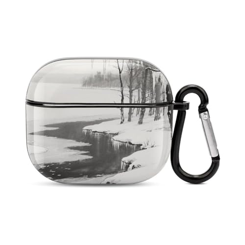 Custodia per cuffie Bluetooth Winter Lakeside custodia antiurto in policarbonato rigido copertura completa compatibile con ricarica wireless e AirPods 3a generazione con fibbia di sicurezza