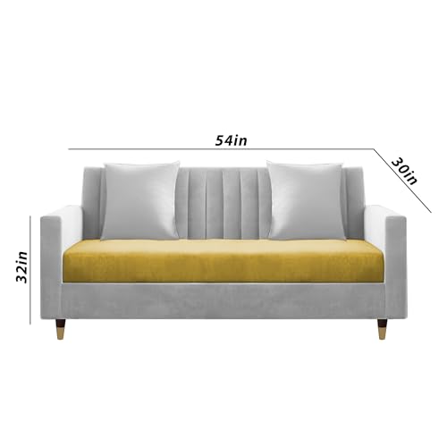 Image of Casaliving Garcia 3+2+1 Seater Sofa Set for Living Room (Yellow Grey Colour) Premium Fabric Sofa