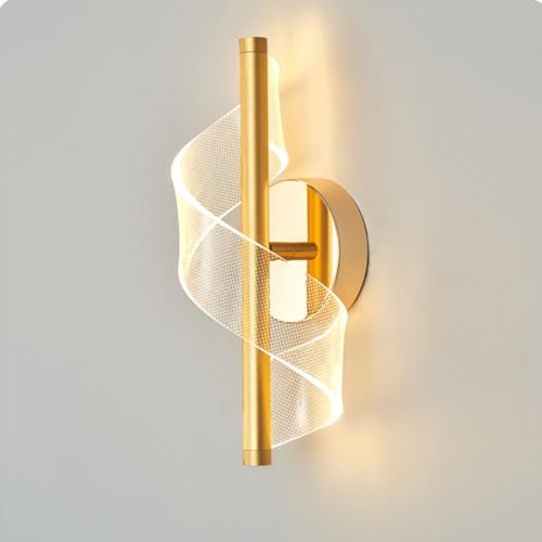 Image of One94Store Cross Border Minimalist Modern LED Wall Lamp (Gold) | Nordic Style Creative Bedside Light | Ultra Bright 3 Color Modes for Bedroom, Living Room & Aisle Background Wall Fixture