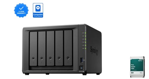 Synology NAS 5ベイ DiskStation DS1525+ & Synology HDD 12TB HAT3310-12Tx5台