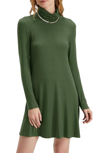 Image of KEEDONE Women's Long Sleeve Turtleneck Casual Loose T-Shirt Dresses