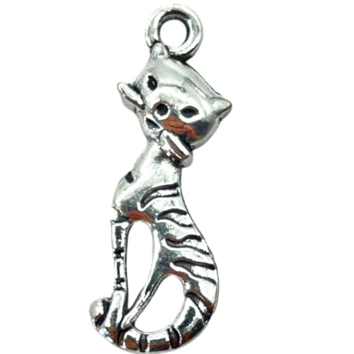 Lmlliang 40pc Antique Silver Cat1 Charms Pendant,Halloween Charms Pendant Animal