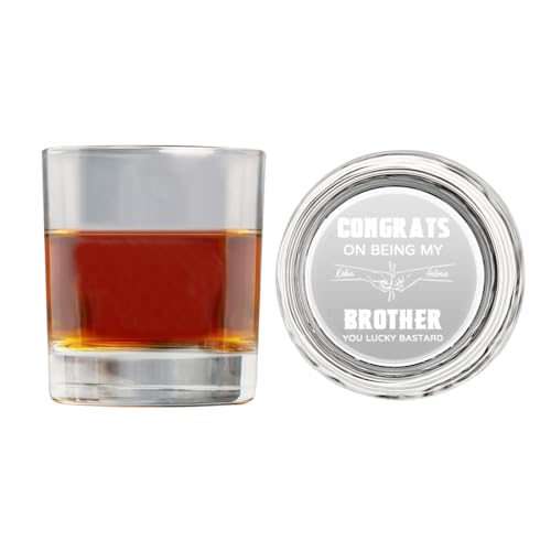 KKIIOEXX Congrats On Being My Brother - Vaso de whisky personalizado, vaso de bourbon personalizado con nombre, regalos divertidos de cumpleaños para hermano, amistad de hermandad
