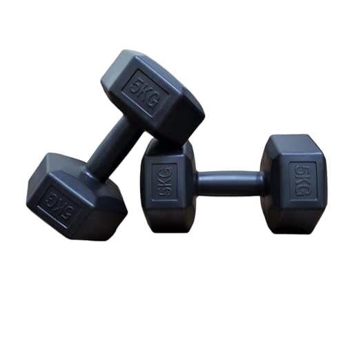 Exercise Dumbbell Set of 2 - Multi-Color Strength Training Weights for Home Workout & Fitness/Black 5Kg