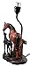 Ebros Gift Chestnut Horse Mare & Foal by Ranch Fence Desktop Table Lamp with Shade Home Decor 19