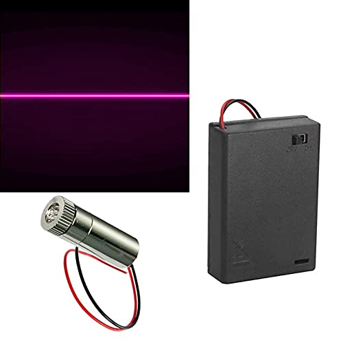 CTRICALVER 1pcs 405nm Módulo de Línea Púrpura Láser Enfoque Ajustable con Lente de Plástico 3-5V+ 1pcs AA Soportes de Batería (Forma de la fuente de luz: línea)