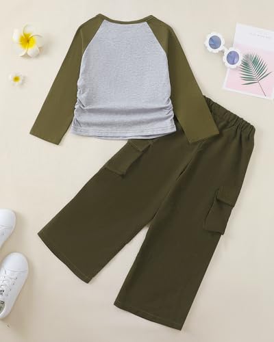 Image of Kucnuzki Toddler Baby Girl Clothes Long sleeve Fall Winter Shirt Tops Baggy Jeans Pants Set Kids Girls Outfits 2 Piece