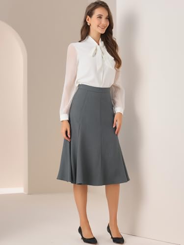 Allegra K Midi Skirt for Women Side Zipper High Waist Elegant Flared Flowy A Line Work Skirts4