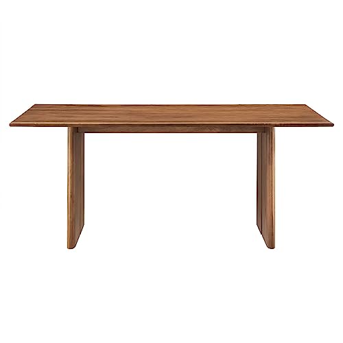 Image of Modway Amistad 72 inch Solid Wood Modern Farmhouse Rectangular Dining Table in Walnut
