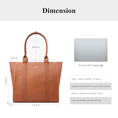 Bolso Tote de cuero para mujer, piel genuina, estructurado, 15.6" miniatura 5