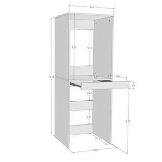 Milionmeblicom Mobile Lavatrice e Asciugatrice Colonna LUNA Salvaspazio Mensola Estraibile Ripiani Struttura Robusta Mobile Bagno Lavanderia 183,7×65×66 cm Bianco Opaco
