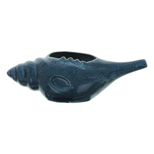 Image of Leak Proof Durable Ceramic Neti Pot with Nostril Plugging Support Better Capacity Holds 300 ml Spill Proof with Comfort Grip Lead Free Microwave Dishwasher Safe (Dark Green)