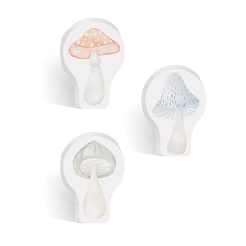 Image of Mushroom Shaped Sticky Note Pad Assortment /Set of 3 / Watercolor Style / 2.6875 inch x 3.8125 inch Whimsical Sticky Notes / 50 Sheets Per Pad /Made in The USA