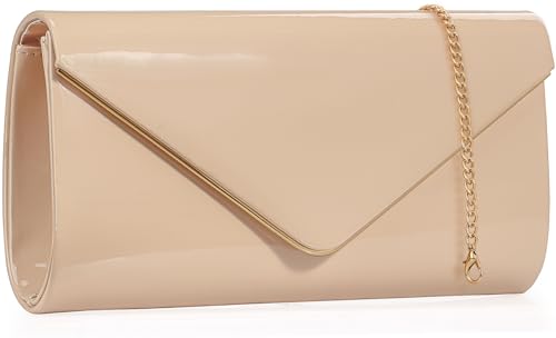 Dexmay Envelope Clutch Purse for Women Shiny Patent Leather Foldover