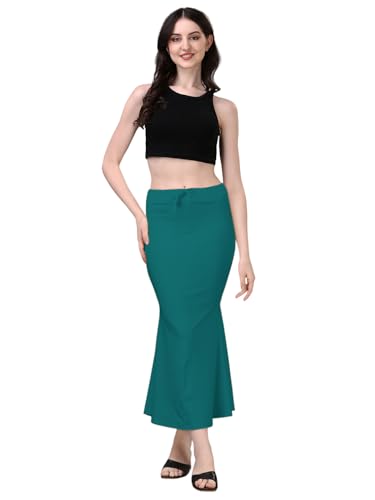 Image of Women's Saree Shapewear Petticoat, Cotton Blend Stretchable Mermaid Skirt, High Waist Tummy Control, Smooth Curve Fit with Adjustable Drawstring