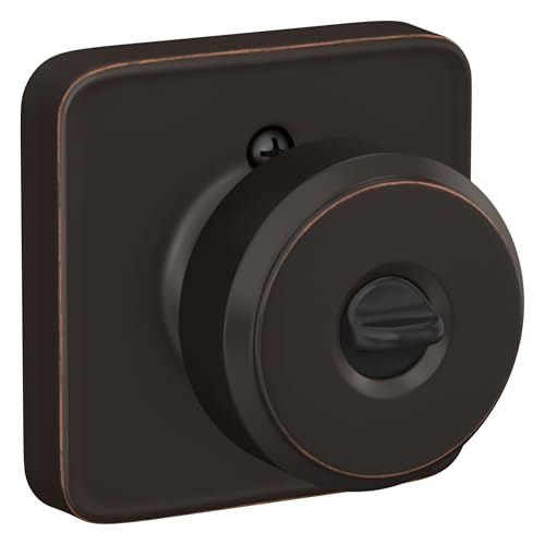 Image of Schlage F51A BWE 716 LFL Bowery Door Knob with Laflin Trim, Keyed Entry Lock, Aged Bronze