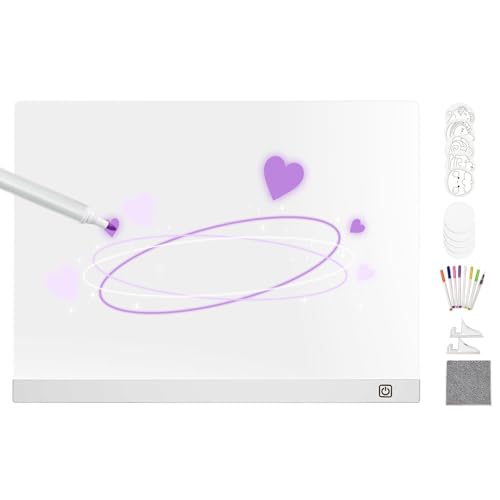 Tablero LED infantil para escribir y calcar con rotuladores de colores en la oficina