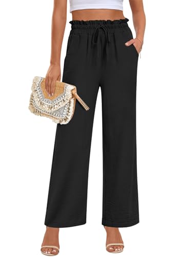 Anymeet Womens Pants Wide Leg Palazzo Loose Pants with Pockets Causal Trendy Summer Outfits M-3XL