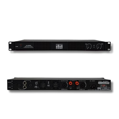 MUSYSIC 2-Channel Digital High-Performance Amplifier D Class with XLR and 1/4-inch TRS inputs Stereo Bridge Power for Power Amplifier Use in Concerts Functions and at Home D Class 2U - 8500 Watts