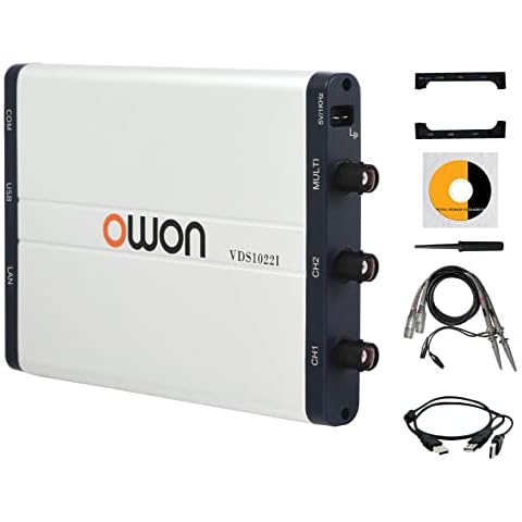 OWON VDS1022i USB Oscilloscope PC based, 2+1 (multi) channels Handheld Portable Oscilloscope, Virtual oscilloscope 25MHz Bandwidth with channel isolation,oscilloscope for DIY, Automotive Oscilloscope Cover