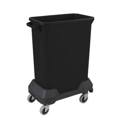 Image of 16 Gallon Slim Rectangular Garbage Can with Wheels - Black