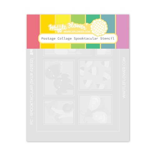 Waffle Flower Postage Collage Spooktacular Stencil